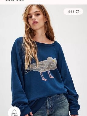 Free People “Sea Friends” Navy Blue Crewneck Sweatshirt